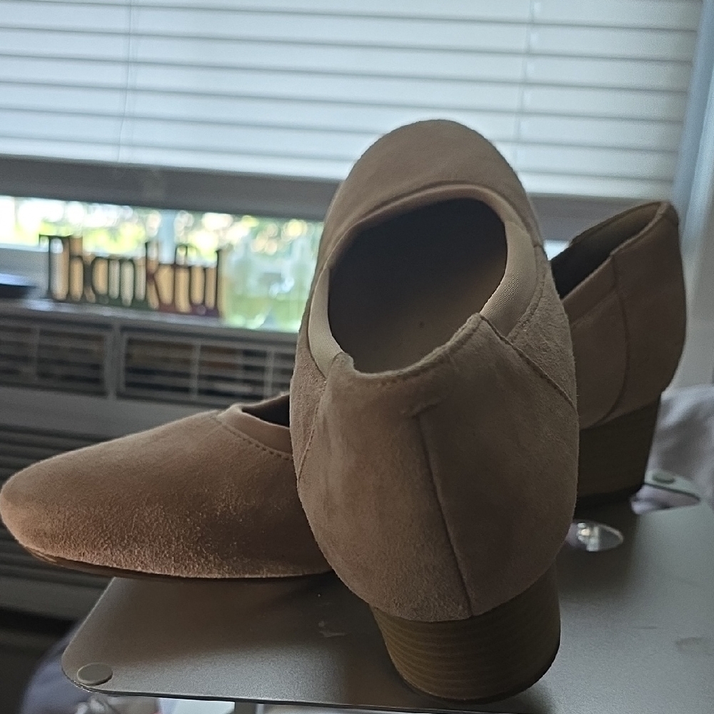 Tan Flats with Slip-On Design and Suede Finish